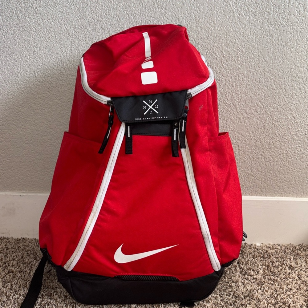 red nike quad zip system backpack red